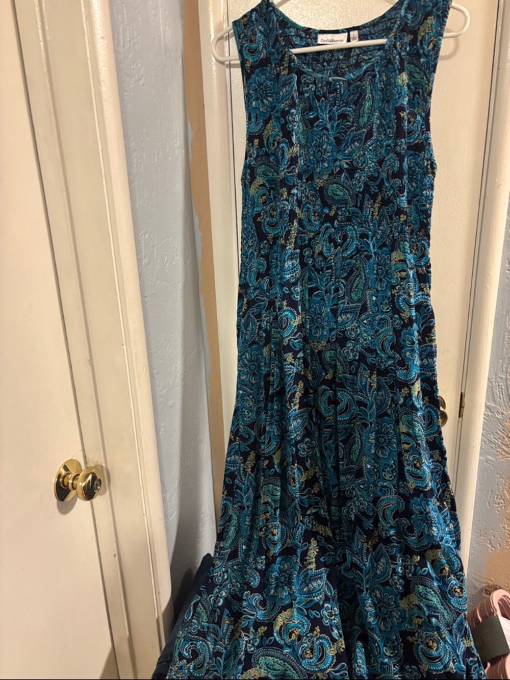 Croft & barrow Navy and Teal Paisley Dress